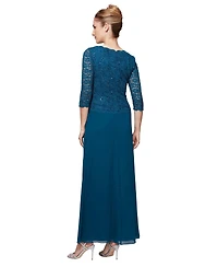 Alex Evenings Petite Sequin Lace Gown