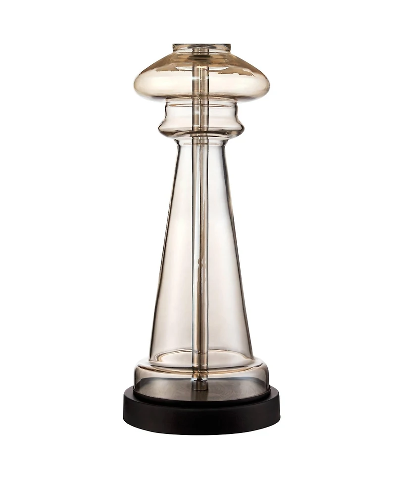 360 Lighting Traditional Table Lamps 27" Tall Set of 2 Clear Champagne Glass Drum Shade for Bedroom Living Room House Bedside Nightstand Office