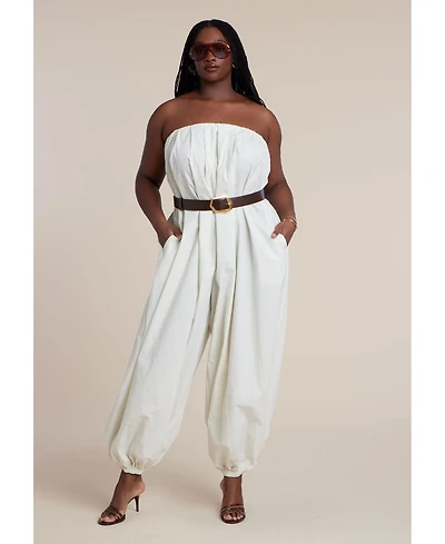 Eloquii Women's Belted Balloon Jumpsuit