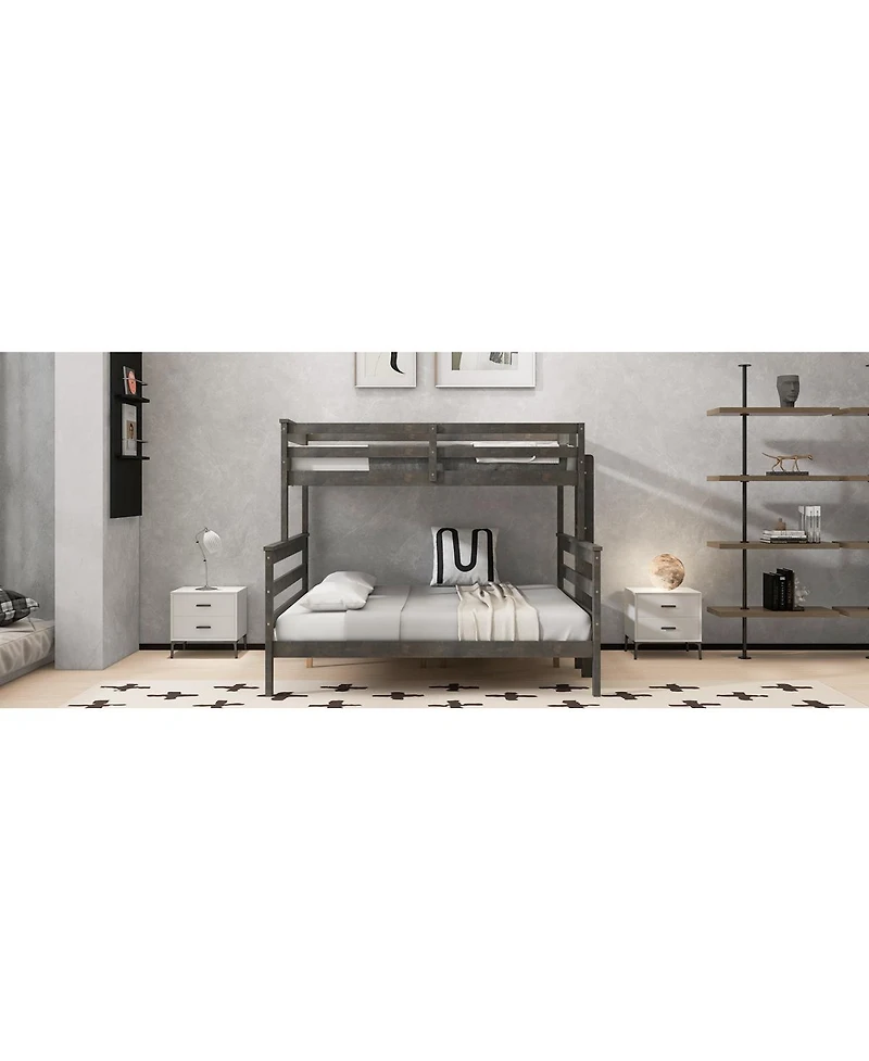 Streamdale Furniture Wood Twin Xl over Queen Bunk Bed with Ladder