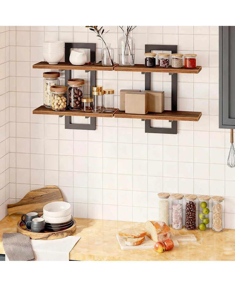 Yigii Double-Layer Floating Shelves for Home Decor, Capacity, Easy Install, Versatile Use