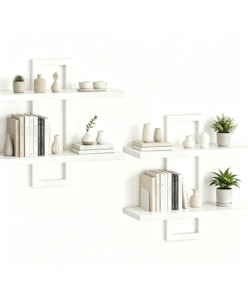Yigii Double-Layer Floating Shelves for Home Decor, Capacity, Easy Install, Versatile Use