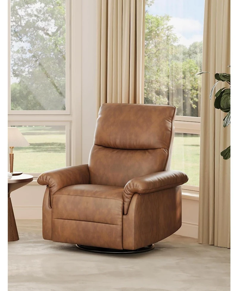 gaomon Manual Recliner Chair,360 Swivel Rocker Glider Recliner with Padded Armrests,Modern Pu Leather Upholstered Reclining Chair
