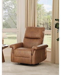 gaomon Manual Recliner Chair,360 Swivel Rocker Glider Recliner with Padded Armrests,Modern Pu Leather Upholstered Reclining Chair
