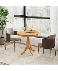Slickblue Round Wooden Pedestal Side Table, Pub Style Accent Table for Living Room