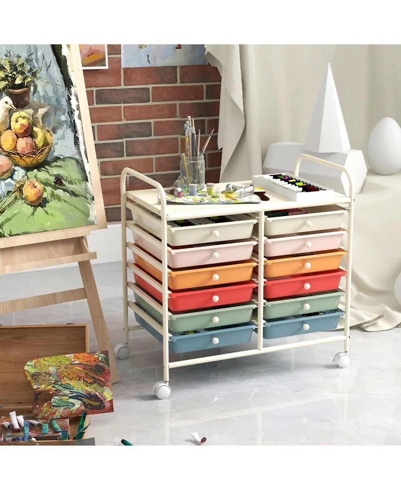 Slickblue Rolling Storage Cart 12 Drawer Organizer for Home Office