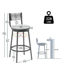 flynama Honey Paper Rope Handwoven Swivel Bar Stools Set of 2 with Back