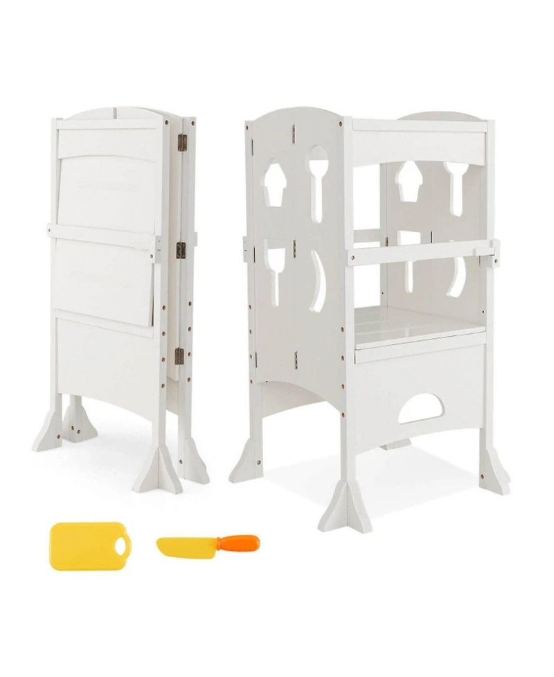 Gouun Kids Folding Kitchen Step Stool 3-10 with Safety Rails