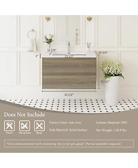 Sillysis Wall Mounted Bathroom Vanity with Resin Sink, Soft Close Drawers, Modern Storage Cabinet, Easy Installation