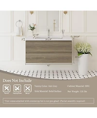 Sillysis Wall Mounted Bathroom Vanity with Resin Sink, Soft Close Drawers, Modern Storage Cabinet, Easy Installation