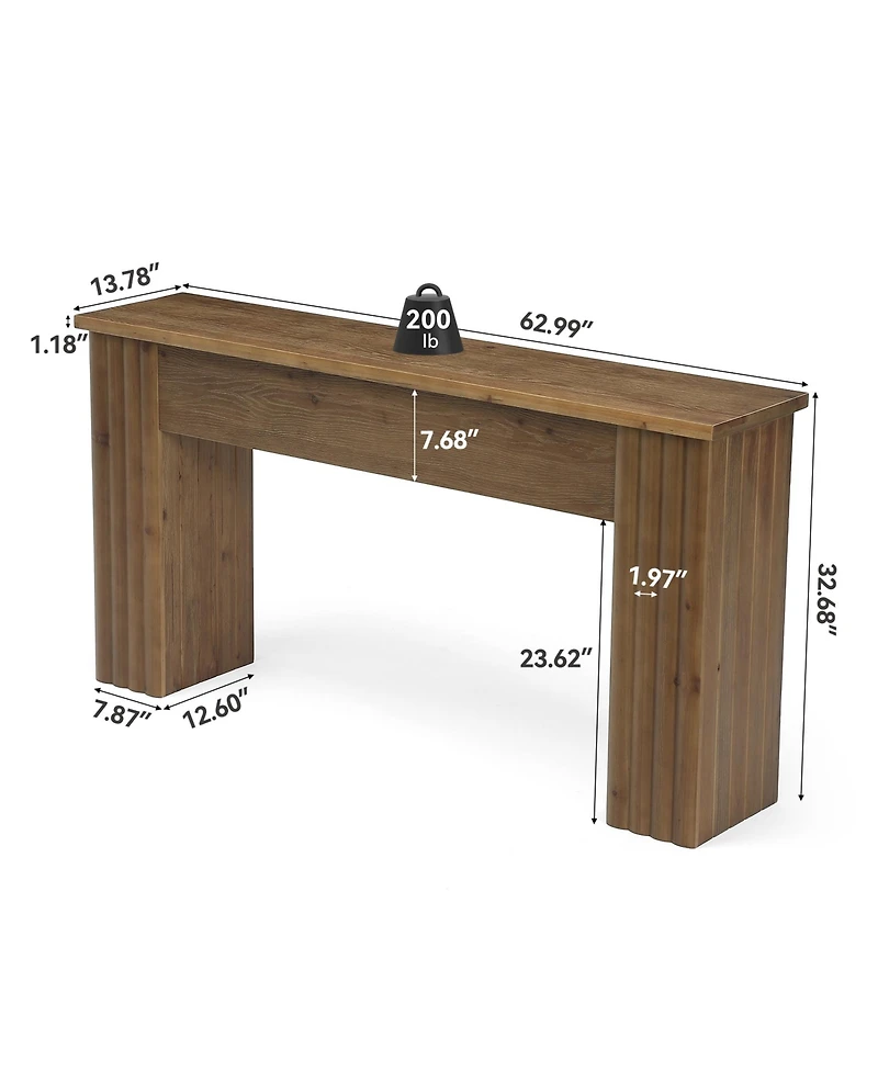 Tribesigns 63 Inches Solid Wood Console Table, Farmhouse Long Sofa Table