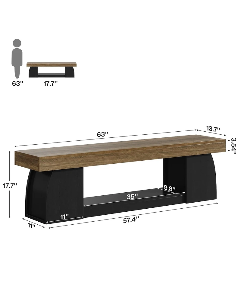 Tribesigns 63 Inch Dining Bench, Farmhouse Long Kitchen Table Bench with Sturdy Frame, Wooden Indoor Kitchen Dining Seat