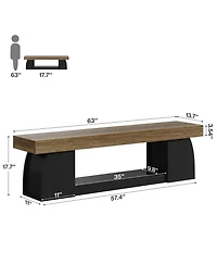 Tribesigns 63 Inch Dining Bench, Farmhouse Long Kitchen Table Bench with Sturdy Frame, Wooden Indoor Kitchen Dining Seat