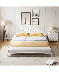 homfan Metal Platform Bed Frame with Arch Headboard and Footboard, Low Profile Steel Slat Support