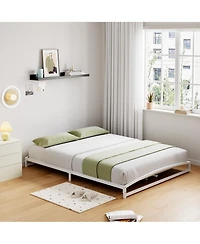 homfan Metal Platform Bed Frame with Arch Headboard and Footboard, Low Profile Steel Slat Support