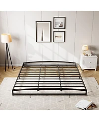 homfan Metal Platform Bed Frame with Arch Headboard and Footboard, Low Profile Steel Slat Support