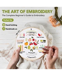 Gnuadz 3 Pack Embroidery Kit Beginner Adult Diy Stamped Pattern Hoop Thread Video Tutorial