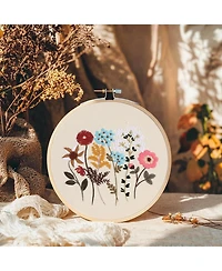 Gnuadz 4 Sets Floral Embroidery Kit Beginner Flower Pattern Practice Set