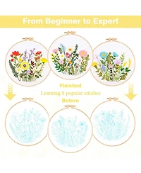 Gnuadz Embroidery Kit Beginners Flower Pattern Diy Hoop Floss