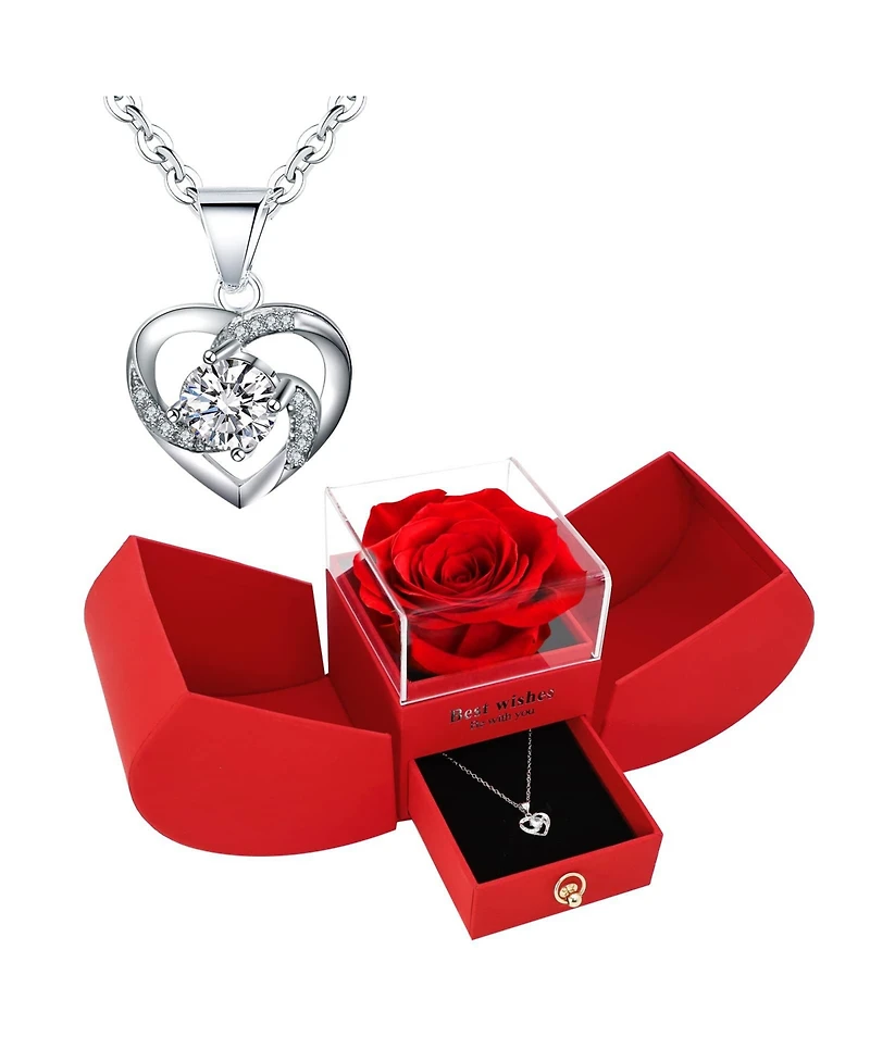Gnuadz Valentine Rose Necklace Gift For Her Eternal Love Jewelry