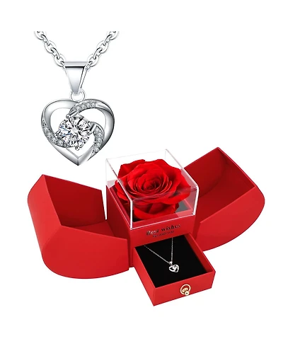 Gnuadz Valentine Rose Necklace Gift For Her Eternal Love Jewelry