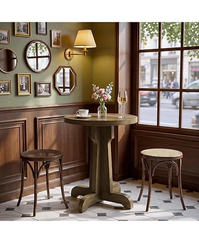 Tribesigns 23.6" Round Commercial Dining Table, Farmhouse Dinner Table with Thick Top