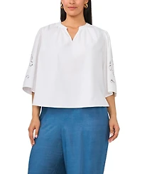 Vince Camuto Plus 3/4-Length-Sleeves V-Neck Blouse