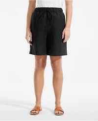 Lands' End Women's Plus Linen High Rise Pull On 7" Shorts