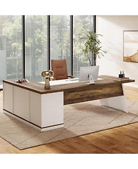 Tribesigns 78.7" L-Shaped Executive Desk, Modern Office Desk with 55.1" Storage Cabinet, Large Computer Table with Drawers