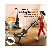 Fed Fitness Magnetic Rowing Machine 350LB Capacity, Foldable Home Rower with 16-Level 115lbs Resistance and Bluetooth