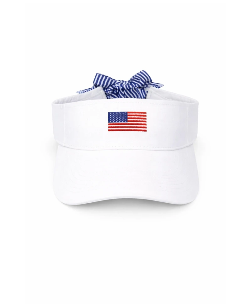 Bits & Bows Girls and American Flag Bow Visor