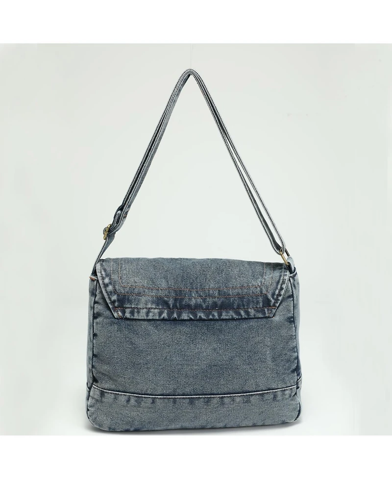 Luma Denim Flap Shoulder Bag Crossbody Purse Casual Blue Jean Handbag Adjustable Strap Everyday Small Messenger Bag