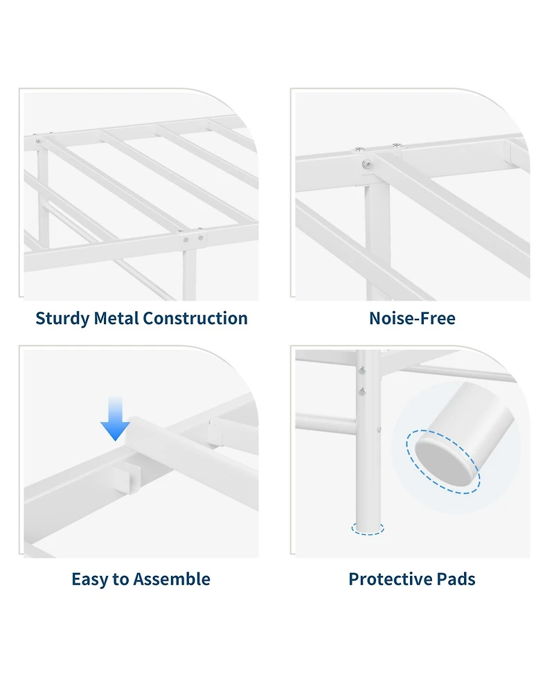 Homfan Heart-Shaped Metal Platform Bed Frame with Headboard and Footboard, Quiet Slat Support
