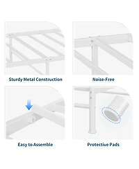 Homfan Heart-Shaped Metal Platform Bed Frame with Headboard and Footboard, Quiet Slat Support