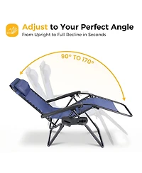 Yiortwo Set of 2 Zero Gravity Lounge Chairs Reclining Patio with Cup Holder