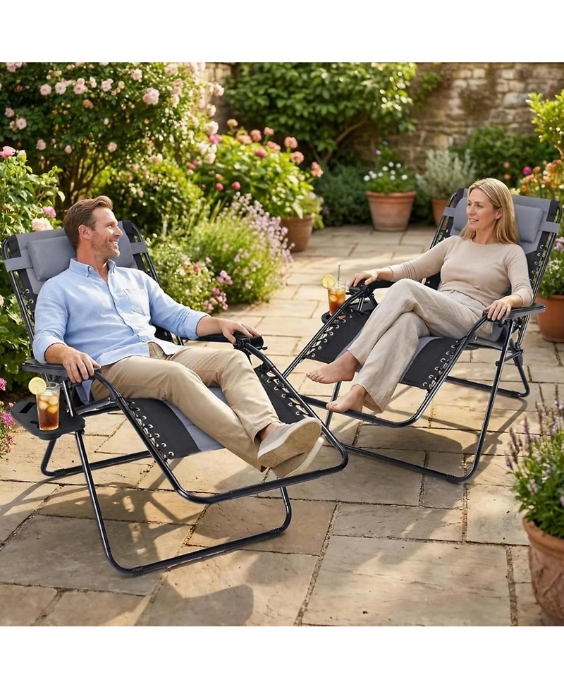 Yiortwo Zero Gravity Recliner Chair Folding Outdoor Lounge with Cushion