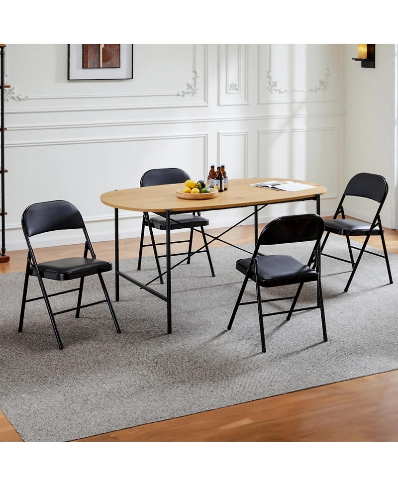 Yiortwo Leather Padded Folding Chair, Portable Indoor Outdoor Seating