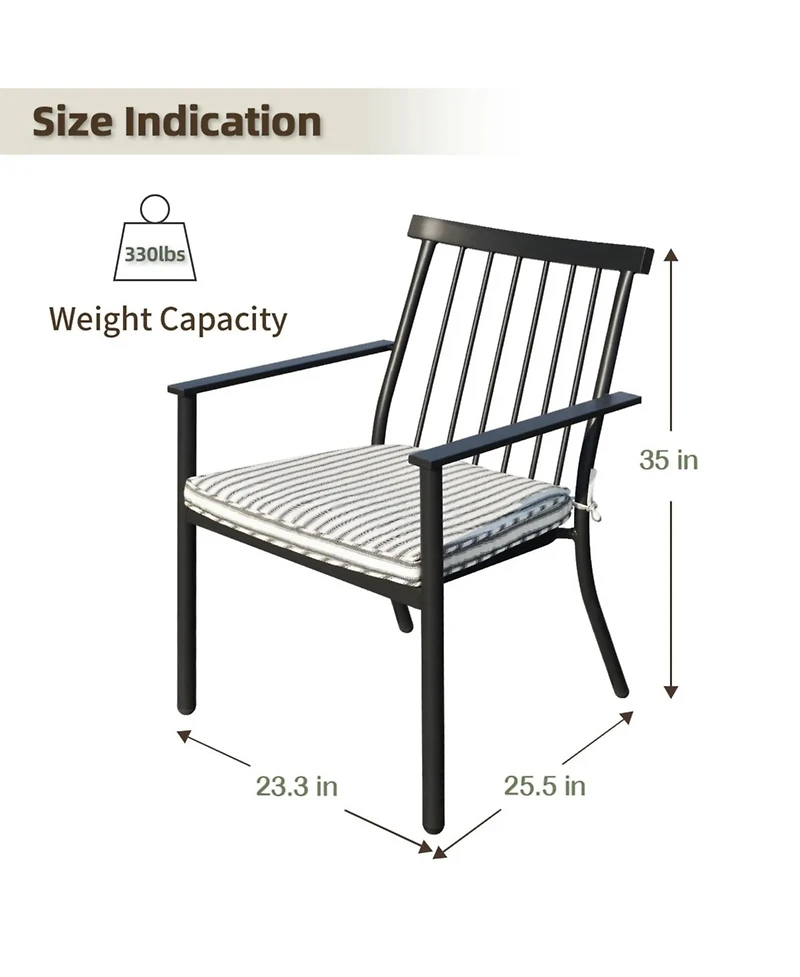 Yiortwo Set of 4 Patio Dining Chairs with Cushions, Stackable Wrought Iron Chairs