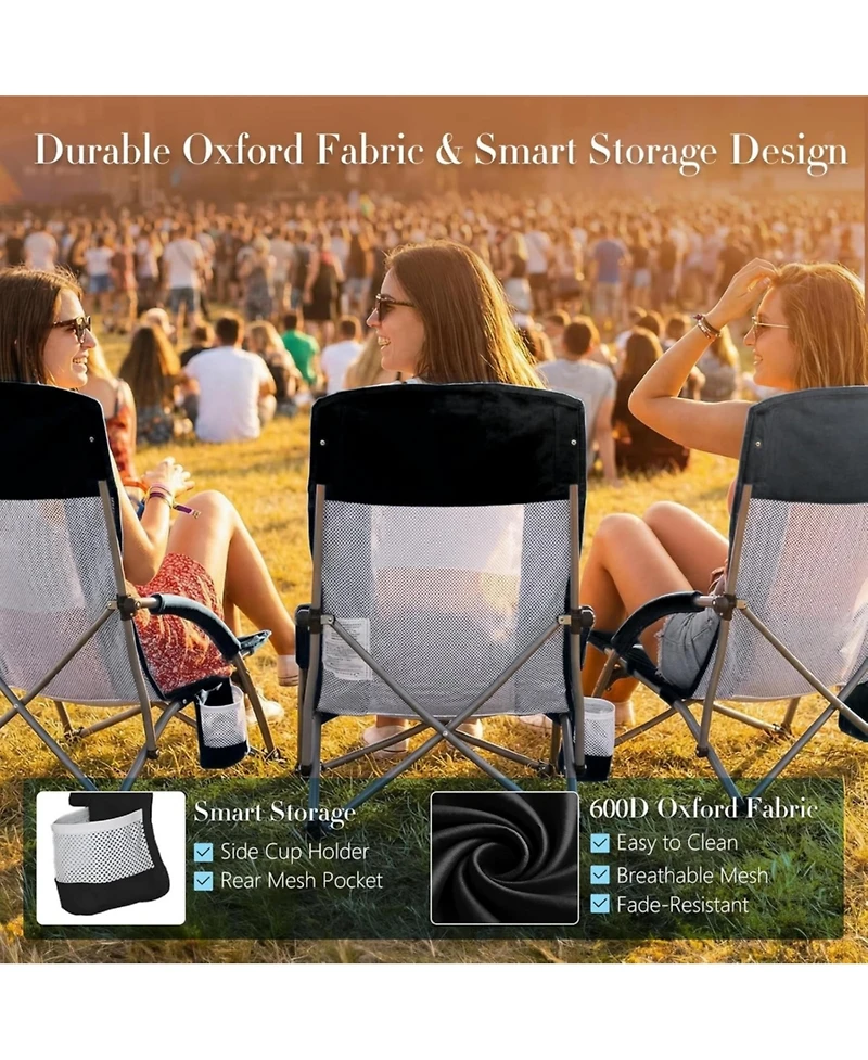 Yiortwo Portable Folding Camping Chair with Mesh Back, Lightweight Outdoor