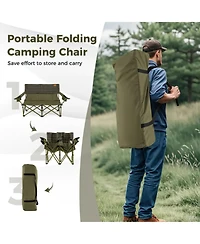 Yiortwo 2-Person Camping Chair Loveseat with Cup Holders, Folding Outdoor Sofa