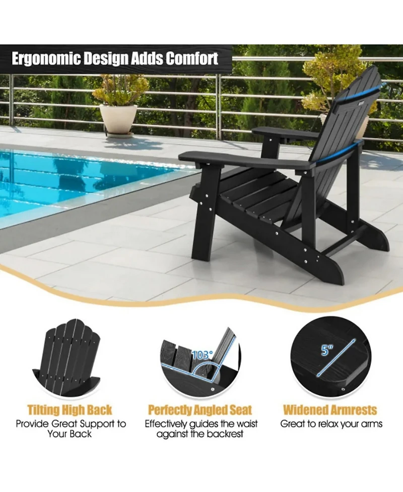 Yiortwo Adirondack Chair with Hidden Cup Holder, Weather Resistant Outdoor