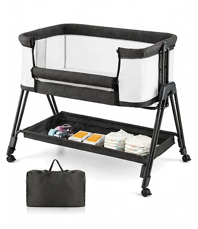 Gouun Portable Bedside Bassinet with 7 Adjustable Heights