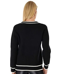 The Noli Shop Women's Devin Rose Contrast Cardigan Top