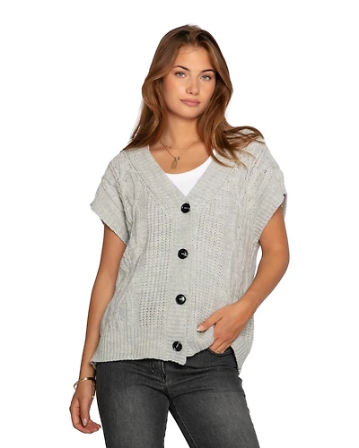 Belle & Bloom Women's Rosette Oversized Knitted Vest