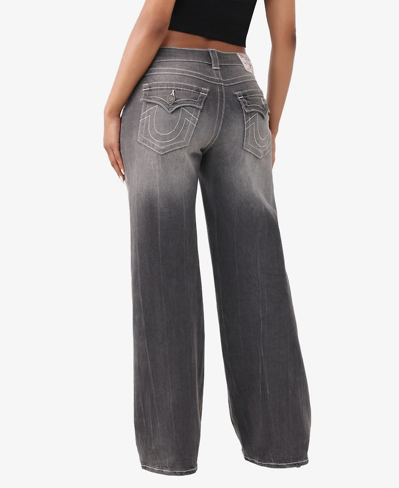 True Religion Women's Bobbi Mid-Rise Baggy Flap Jeans