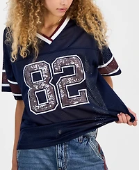 Madden Girl Juniors' Sequin-Trim Mesh Jersey