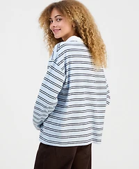 Madden Girl Juniors' Striped Long-Sleeve Rugby Top