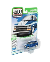 Auto World 1/64 1989 Plymouth Voyager Turbo Replica, Daytona Poly, Mighty Minivans Series