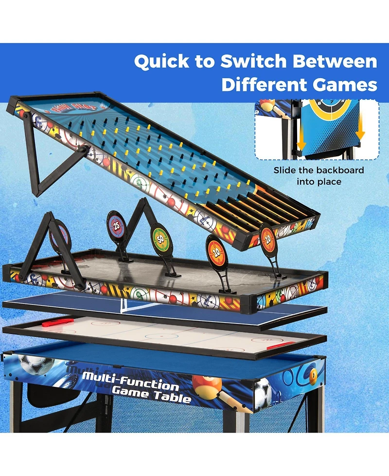 Slickblue Multi Game Table Set 10-in-1 with Table Tennis, Basketball, Soccer and More Indoor Games
