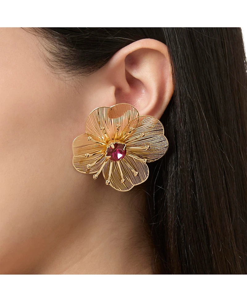 Jessica Simpson Filigree Flower Stud Earrings with Crystal Center